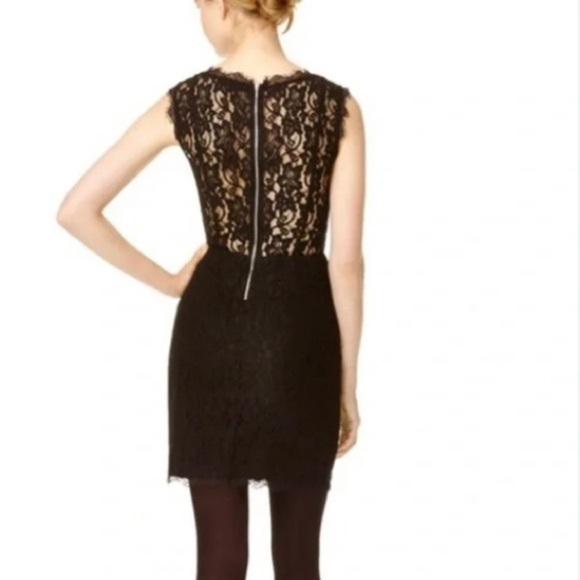 Babaton Aritzia Tobias Black Eyelash Lace V-Neck Sheath Mini Dress Size 4‎ - Picture 2 of 15